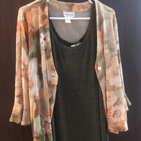 2-piece Coldwater Creek maxi dress with jacket size Petite Large - Picture 2 of 7